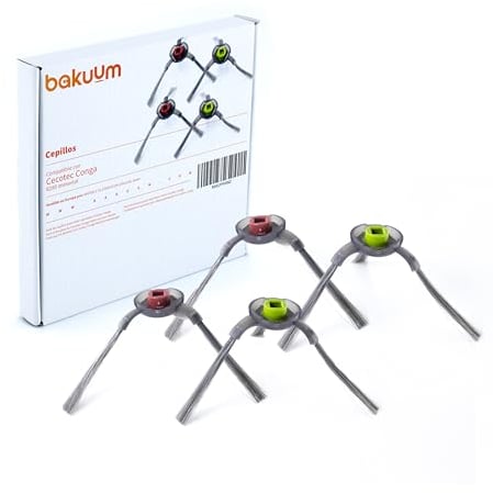 BAKUUM x4 Cepillos para Conga 8290 Immortal. Pack escobillas Laterales. Pack repuestos y Accesorios para Robot Aspirador
