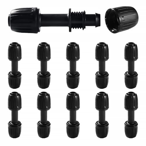 VooGenzek 10 Pezzi 16mm Raccordi per Irrigazione, Adattatore a Dritto per Irrigazione a Goccia, Connettori per Irrigazione, Drip Tubing Connettori Spinati, per Prato, Giardin, Nero