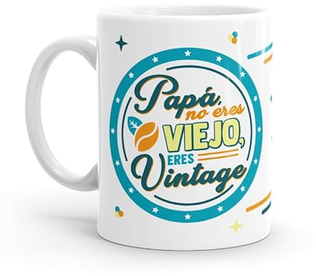Puterful - Taza con frase Papá no eres viejo, eres vintage - Tazas originales para café - Resistente al microondas y lavavajillas