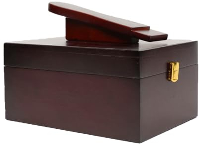 Leather Hero Wood Shoe Shine Valet Box with Foot Rest, Shoe Care Kit Storage Box, Multi-Functional Valet for all your Shoe Care Supplies – Shine Box Only, Mahogany, L
