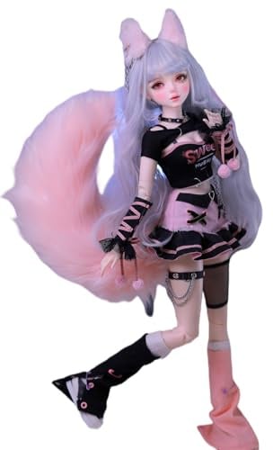 VLEYAN Handbemalte BJD-Puppe, 56 cm hoch, Fuchsmädchen-Stil, Prinzessinnen-Puppe, PVC-Körper mit 31 beweglichen Gelenken, für Kinder ab 15 Jahren, Schreibtisch- und Wanddekoration (handgefertigtes