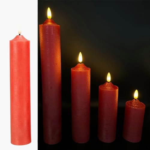 Online Fuchs 5 LED Kerzen XL aus Echtwachs mit realistischer Flamme - Nur mit 6 Stunden Timerfunktion nutzbar (Rot)