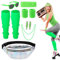 Heyu-Lotus 80er Jahre Outfit Damen, 90er Jahre Kostüm Kleidung Accessoires mit Bauchtasche, Stirnband, Beinwärmer, Armbänder, Brille und Ohrring für Karneval Neon Party?Grüner?