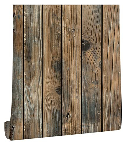 LSYHHXC Holztapete Retro Faux Wood Wallpaper Stick Korn Peel Selbstklebende Holzbrett Tapetenrolle Abnehmbare PVC-Wandverkleidung for Restaur Room 896