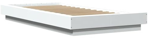 vidaXL Bettgestell, Bett Einzelbett für Schlafzimmer, Bettrahmen mit Lattenrost, Schlafzimmerbett Modernes Design, Weiß 100x200cm Holzwerkstoff