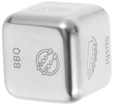 HEMOTON Würfel Für Lebensmittelentscheidungen Essenswürfel Aus Edelstahl Kleine Würfel Für Partyzubehör Mehrseitige Spielwürfel Als Requisite