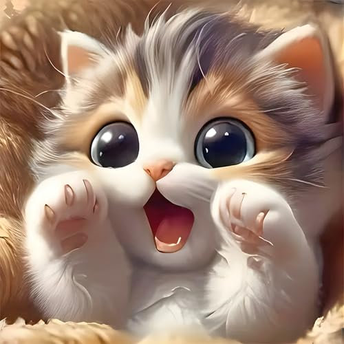 DPIDEA Diamant Painting Bilder für Erwachsene, 5D Diamond Painting Katze Diamond Painting Erwachsene Diamant Malerei für Wanddekor 30x30cm