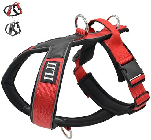 ILII Hundegeschirr mit Griff,reflektierend, gepolstert und atmungsaktiv, Verstellbares Hundegeschirr mittelgroße Hunde, Anti Zug Hundegeschirr, no Pull hundegeschirr, Dog Harness
