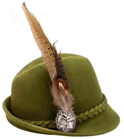 Alpenflüstern Flecht Filzhut Fasanen Hirschfeder (grün) ADV156