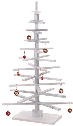 Deko-Weihnachtsbaum HWC-H77, 3D-Christbaum Weihnachtsdekoration, Shabby-Look Tannenholz verstellbar 130x82x82cm - weiß