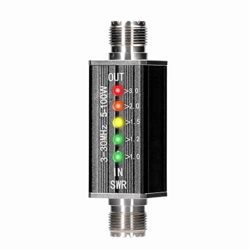LED SWR Meter, Compact and Lightweight, Powered By RF Tapped Power, Portable SWR Meter, for Amateur Radio Enthusiasts