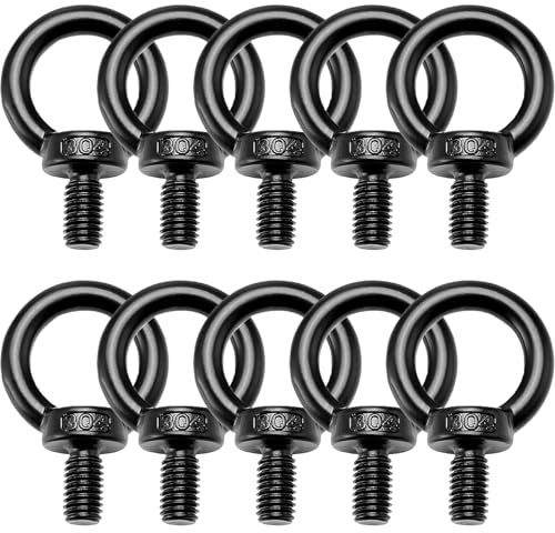 ORTAVA Lot de 10 vis à œil M4 en acier inoxydable A2V2A, oxyde noir, pour suspension et fixation