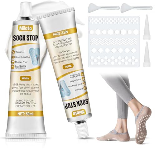 Miioto Sock Stop Anti Rutsch Set, Socken Stopp, Sock Stop Creme, Sockenstopper für Wollsocken, Stopper für Socken, Sockenstopper Flüssig, Antirutsch Kleber für Socken, Antirutsch für Socken, 50ml*2