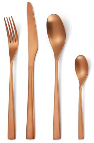 Set Di Posate, Set Di Coltelli, Forchette, Cucchiai, Cucchiai Da Zuppa, Set Di Posate, 4/16/24/32/40/48 Pezzi In Acciaio Inossidabile 304 Retrò Opaco Posate Per Bistecca Posate S,Rose Gold-8Set40Pcs