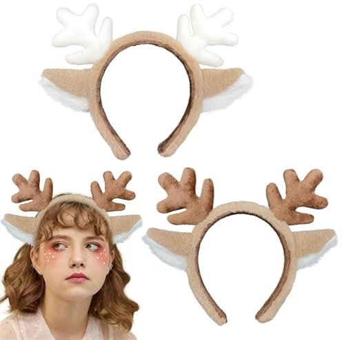 UILYNIU 2 Stück Rentier Geweih Stirnband Hirsch Geweih Stirnband Weihnachts-Stirnbänder Weihnachts Haarschmuck für Kinder Erwachsene Feiertagsfeiern (2 Stück)