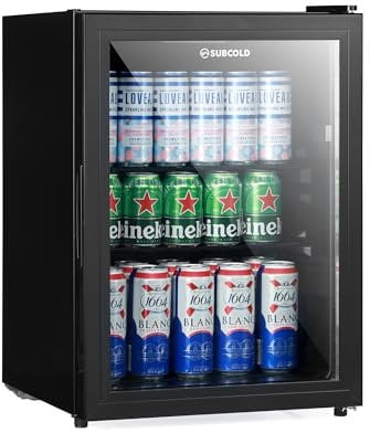 Subcold Cave60 LED Glass Door Beer Fridge for Wine & Drinks | Mini Chiller | Quiet Small Frost-Free Larder | 54 Cans (Black)