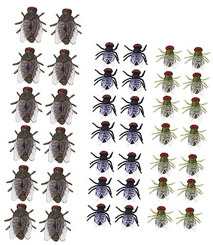 PERSELOSO 60st Fliegendes Modell Fliegt Gefälschte, Die Aussehen Flugscheibenwerfer Realistische Gefälschte Fehler Große Falsche Fliege Verrückt Trickfliegen Plastik PVC