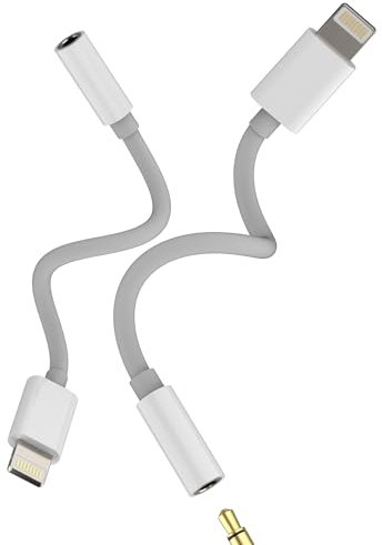 Adaptador Lightning a Jack Auriculares 3.5mm(2 Pack)para iPhone 14 13 Pro Certificado MFI para Apple Audio Cable Accesorios para iPad AUX Headphones Conector AUXiliar Coche para IPod Plug Adaptadores