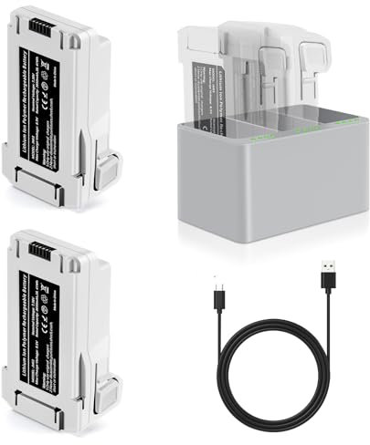 PoweLyt Mini 3 Serie Batteria di volo intelligente 7.38V 3850mAh 2 pacchi(51 minuti di volo massimo) e Mini 3 caricabatterie bidirezionali a tre canali Compatibile con DJI Mini 4 Pro/3 Pro/3