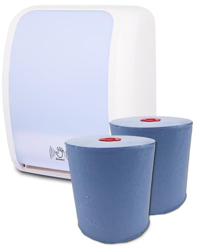 Blanc HYGIENIC Set: Handtuchrollenspender Sensor, berührungslos, Blanc Cosmos 2 Handtuchrollen Classico BLAU - PRODUKTSET Farbe Weiß