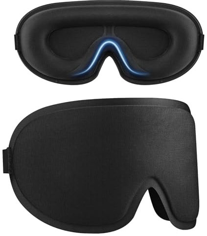 Oumida 3D Schlafmaske für Seitenschläfer, Verstellbares Gummiband, lichtblockierend und Atmungsaktiv, Augenmaske für Männer Frauen, für Reisen, Büro, Yoga (Schwarz)