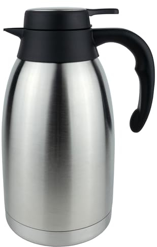 Pioneer Caraffa per caffè sottovuoto, acciaio inossidabile, finitura satinata, coperchio piatto in acciaio inossidabile, 2 litri