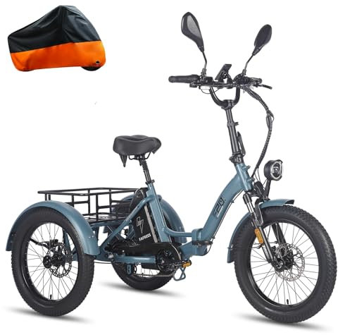 Fafrees 2025 F20 Mate Fat Klapprad E-Bike Dreirad für Erwachsene 20 Zoll 48V 21Ah Akku [ Offiziell ] Elektrofahrrad 65 N.m (Hintere Lastenkorb, Blau)