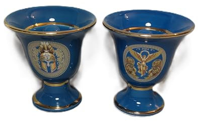 Talos Artifacts Pythagoras Pythagoras-Set mit 2 Bechern, Motiv: Sieg und antikes griechisches Helm, Farbe: Petrol