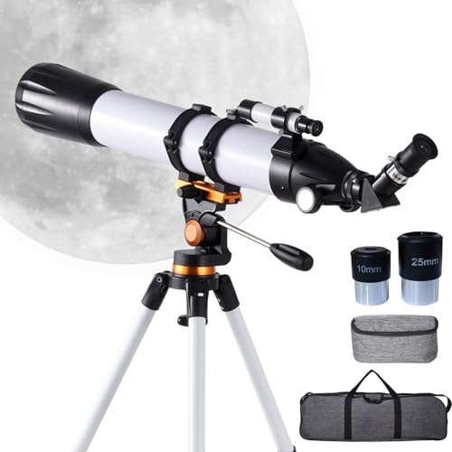 Teleskop Für Erwachsene, Leistungsstarkes Profis-Teleskop, Intelligentes Teleskop 90-mm-Öffnungen, 800-mm-Brennweite Von Für Astronomie-Anfänger Mit Edelstahl-Stativ, Telefonadapter Und Tragetasche