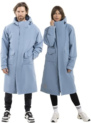 Red Original Slimline EVO Pro Unisex Waterproof Parka Jacket - Fleece Lined, Tailored Slim Fit, Hooded, 100% Recycled Fabric (Alpine Blue, M)