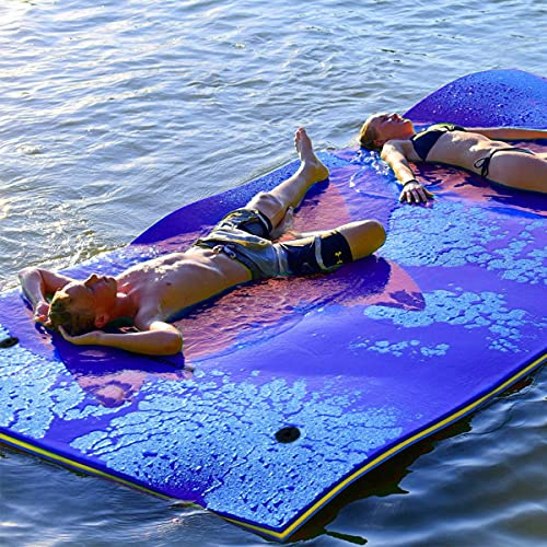 FANTASK Schwimmmatte 220 x 90 cm, schwimmende Wassermatte bis 100 kg belastbar, schwimmender Matte aus reißfestem XPE-Schaumstoff, Blau