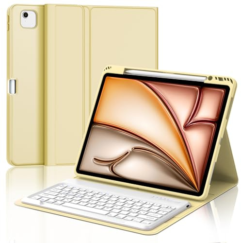 Tastiera per iPad Air 13 M4 2026/M3 2025/M2 2024/iPad Pro 12.9 3-6 Gen | Cover Keyboard Staccabile, Italiano QWERTY, Custodia Tastiera Bluetooth con Portapenna per iPad Air 13 Pollici, Giallo chiaro