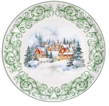 Tognana, Panettone-Teller 30 cm Winter's Dream, Porzellan, Mehrfarbig