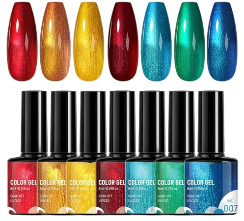 Gel Nail Polish Rainbow - Manicure Nail Polish | Fingernail Colors for Home Laides Salon Students Travel Music Festival Party Photo Sessions Beauty Lovers