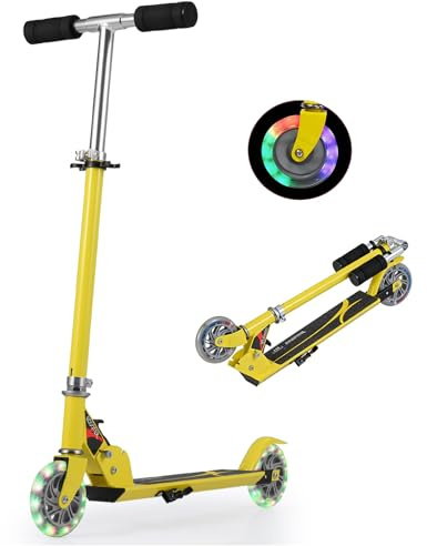 COSTWAY Kinder Roller mit LED Rädern, Kinder Scooter ab 4 Jahre, 70 kg belastbar, Cityroller höhenverstellbar, Kinder Kickscooter Tretroller für Jungen und Mädchen