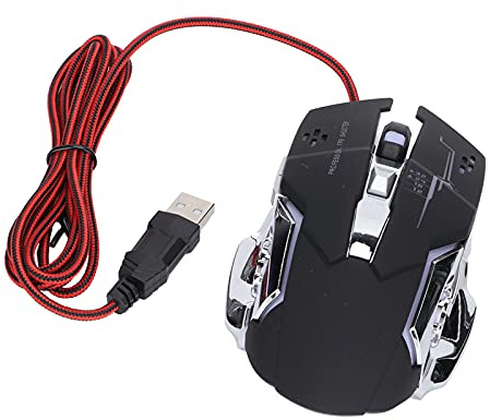 Acouto Wired Mouse Black USB Port Gaming Lighting Adjustable Optical Computer Accessories Fast Easy Accurately Operate Made Buttons There to and Can Game Clicked Wired MouseGaming Mouse