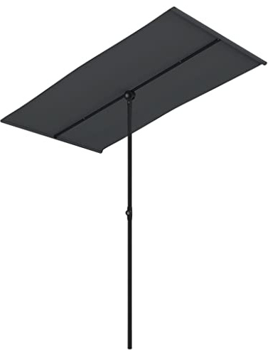 Foknhdi Parasol de jardin, noir, 180 x 110 cm, avec structure en aluminium, rotatif, avec protection UV, pour terrasse, balcon et jardin d'hiver