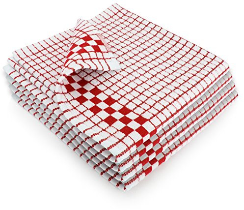 Fecido Classic Geschirrtücher mit Aufhängeschlaufe, Rot, 4 Stück