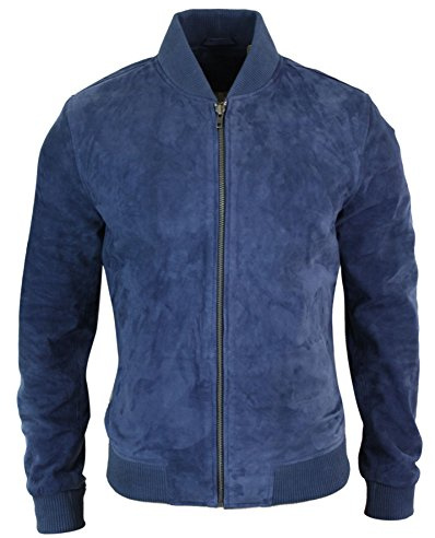 Mens Real Suede Leather Varsity Bomber College Jacket Classic Retro Vintage Camel Black