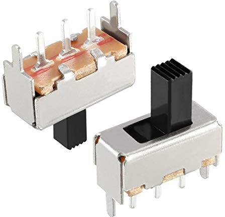sourcing map 50 Stücke 7mm vertikal Rutsche Schalter SPDT 1P2T 3 Nagel PCB Platte DE de