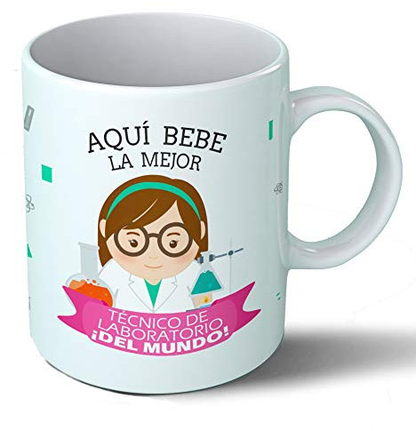 Planetacase - Taza Técnico de Laboratorio - Regalo Original - Cerámica 330 mL - Taza Desayuno Apta para Microondas y Lavavajillas - Cerámica 330 mL - Resistente a Lavados - Técnico Laboratorio (La)