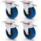 PRIOstahl® Transportrollen Lenkrolle mit Bremse blau | 125mm| blue wheels | Lenkrolle mit Bremse (4 Rollen)