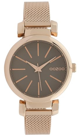 Oozoo Damenuhr mit Edelstahl Milanaise Metallband 36 MM Rose/Braun/Rose C10130
