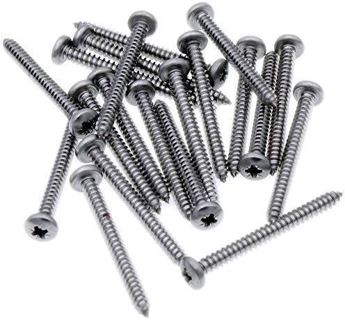 No.14 x 2 (6.3mm x 50mm) Pozi Pan Self-Tapping Screw - Stainless Steel (A2) (Pack of 20)