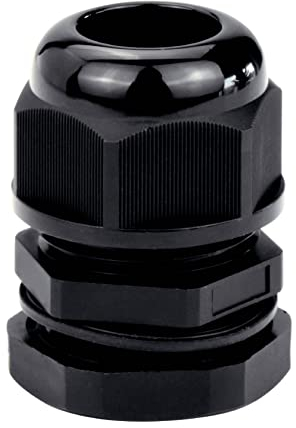 Conextlink 5pcs Waterproof IP68 Nylon Firewall Bushing Grommet Cable Gland Joint Adjustable Locknut Protectors for Power Cable (1/0 Gauge, Black) (19001)