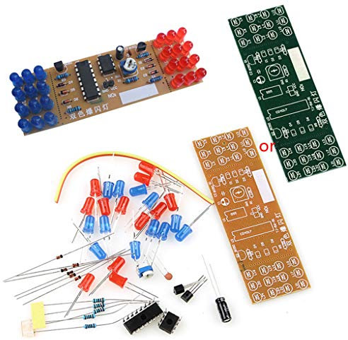 BIlinli NE555 + CD4017 Dual LED Stroboscope Bleu Rouge Flash Kit Lumières Clignotantes DIY 9V DC - 12V