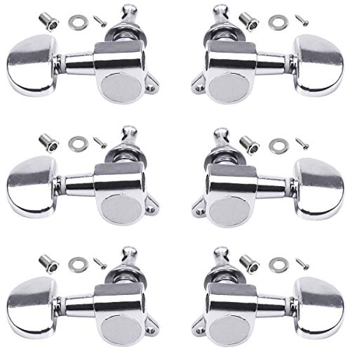 NATUCE 6PCS 3L3R Acoustic Guitar Tuning Pegs Machine Head Tuners, Knobs Tuning Keys, Wear-Resistant, Guitar String Tuning Pegs Machine, Enclosed Locking Tuners for Electric or Acoustic Guitar- Chrome