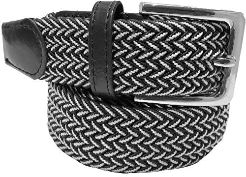 LisaModa Unisex Stretch Flechtgürtel in vielen Farben (Blackwhite 042, 110-130)