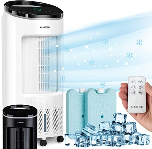 Klarstein Rafraichisseur d'Air Mobile 4 en 1, Refroidisseur d'Air par Evaporation, Mode Nuit, Humidificateur, Ventilateur, Climatiseur Mobile Sans Évacuation et Silencieux, 65W, Débit d'Air 330m³/h