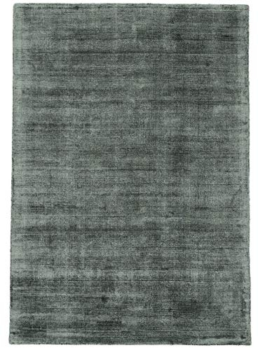carpetfine Viskoseteppich AVA Dunkelgrün 60x110 cm | Moderner Teppich für Wohn- und Schlafzimmer